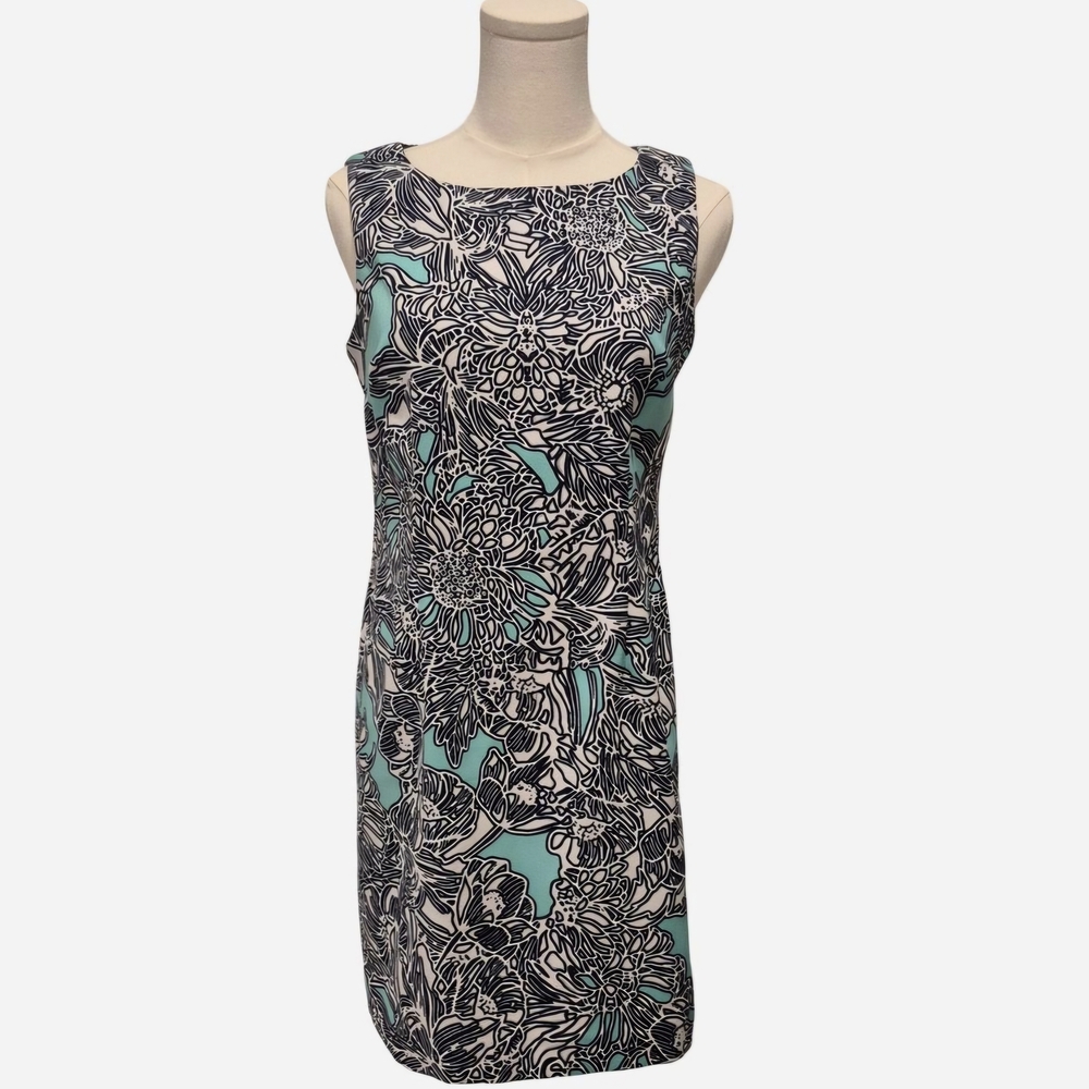 Amanda Lane Floral Sleeveless Dress - Black and Teal